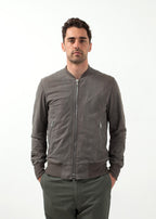 Leather Bomber Jacket in Dust
